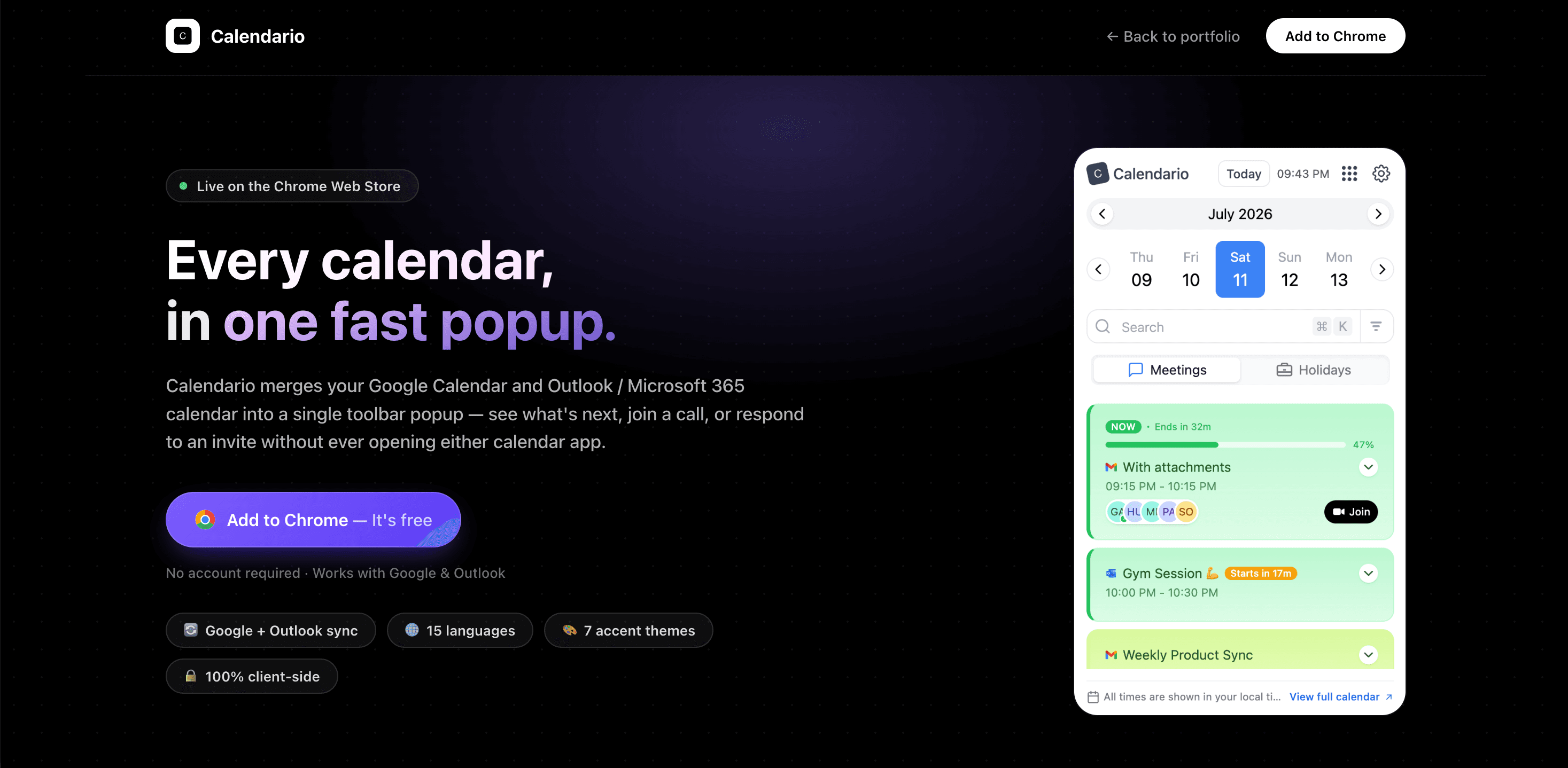 Calendario screenshot